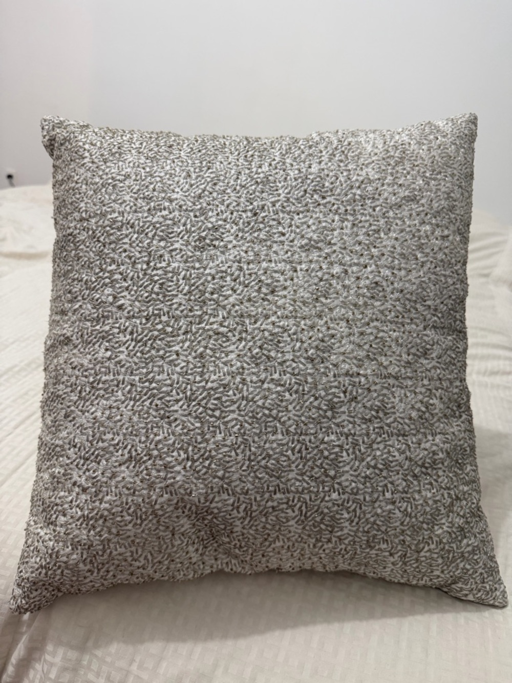Macy's White Quilted Square Throw Pillow